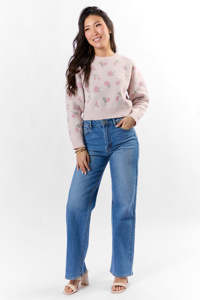 Grand Measures Light Pink Floral Sweater Low Shipping Fee Online