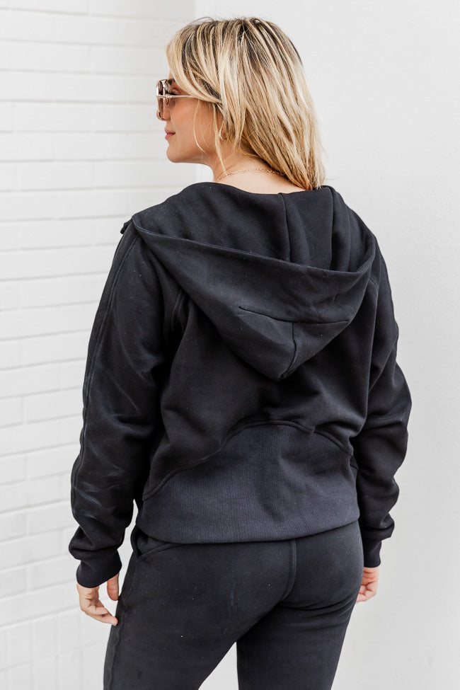 Making It Look Easy Black Ribbed Shoulder Quarter Zip Pullover FINAL SALE Sast Online