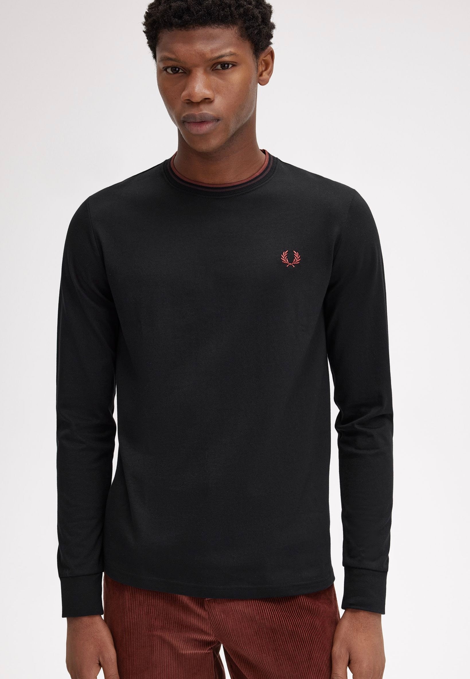 Fred Perry - Twin Tipped Black/Carrington Road Brick/Whisky Brown - Longsleeve Affordable Online