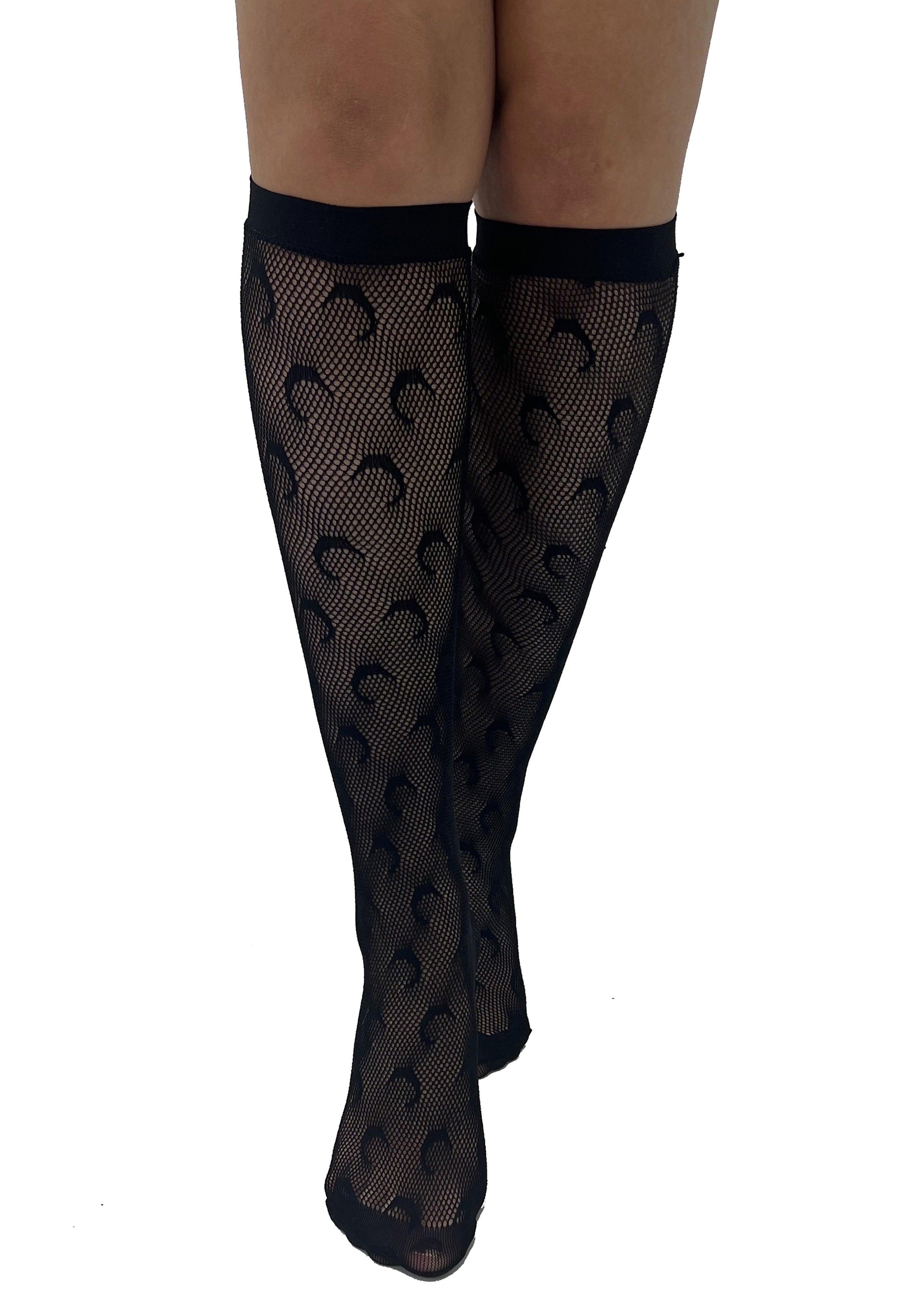 Pamela Mann - Crescent Moon Net Knee Black - Socks Free Shipping Top Quality