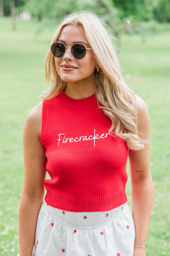 Feels Like Freedom Red Firecracker Sweater Tank FINAL SALE Cheap Sale Fashionable