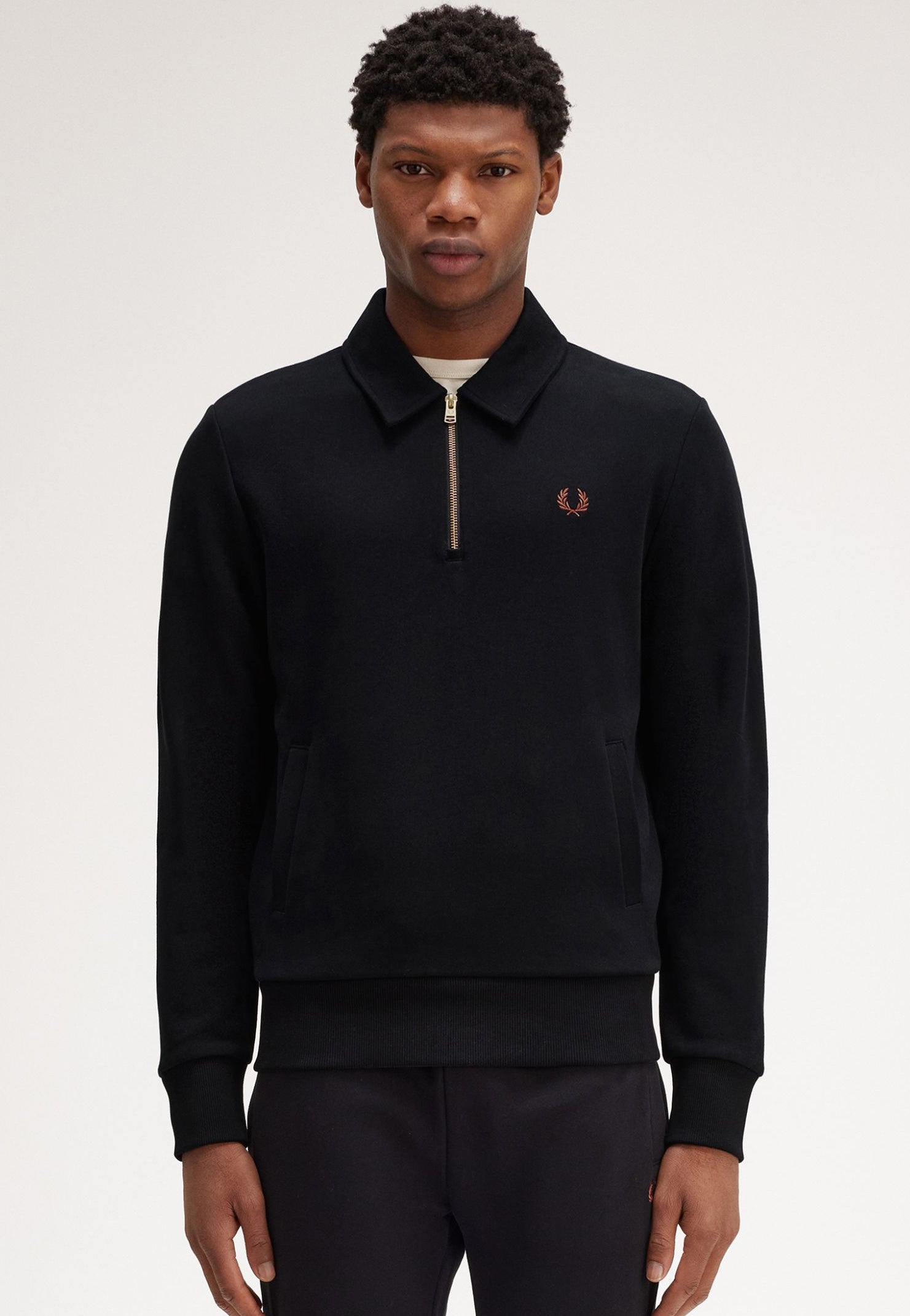 Fred Perry - Half Zip Black - Sweater Cheap Buy