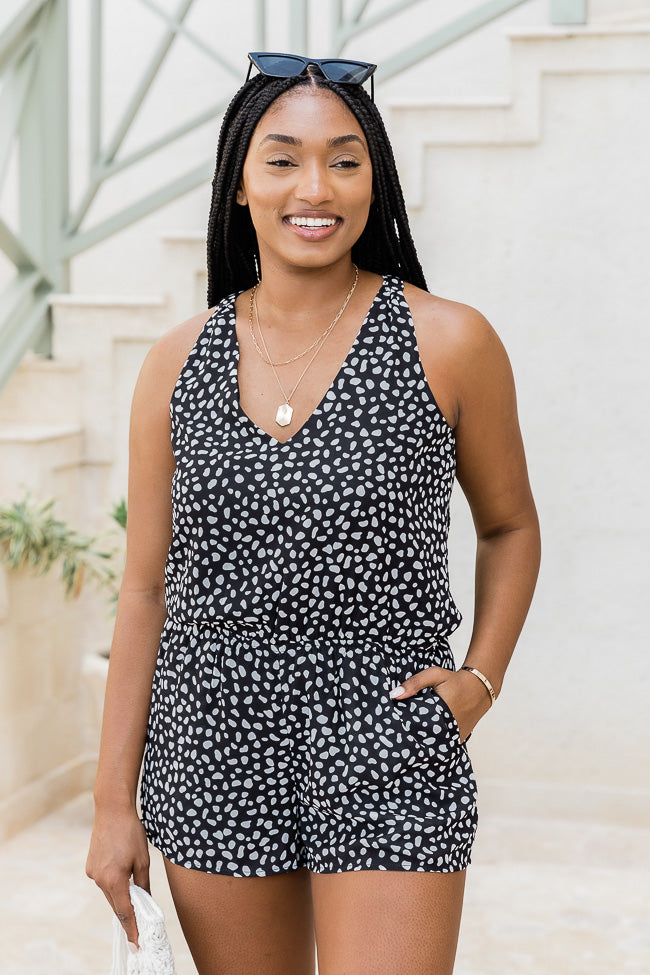 Won't Break Your Heart Black Spotted Romper FINAL SALE