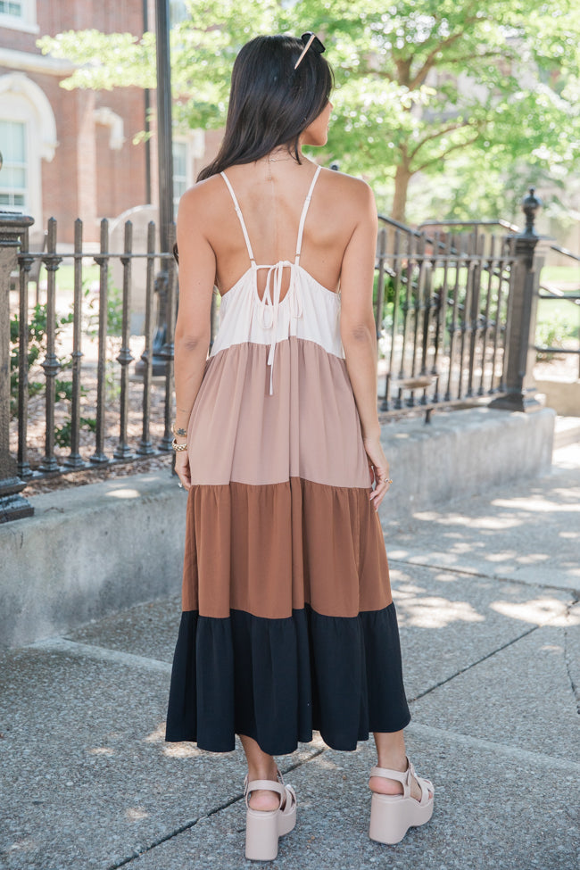 Making A Comeback Neutral Multi Tiered Maxi Dress FINAL SALE Very Cheap Cheap Online