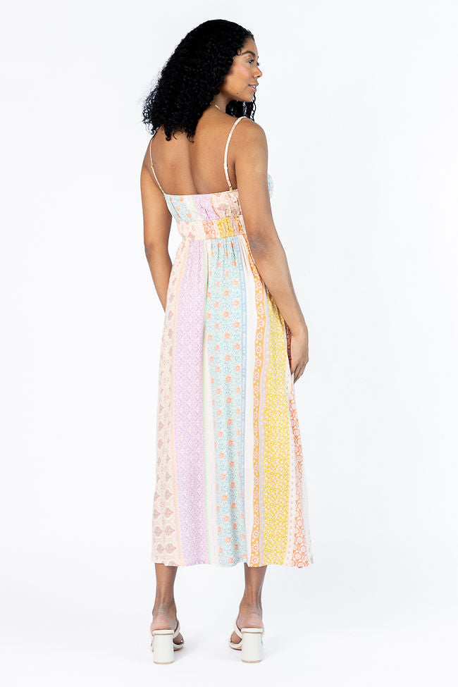 Lovingly Yours Multi Patchwork Print Midi Dress Purchase For Sale