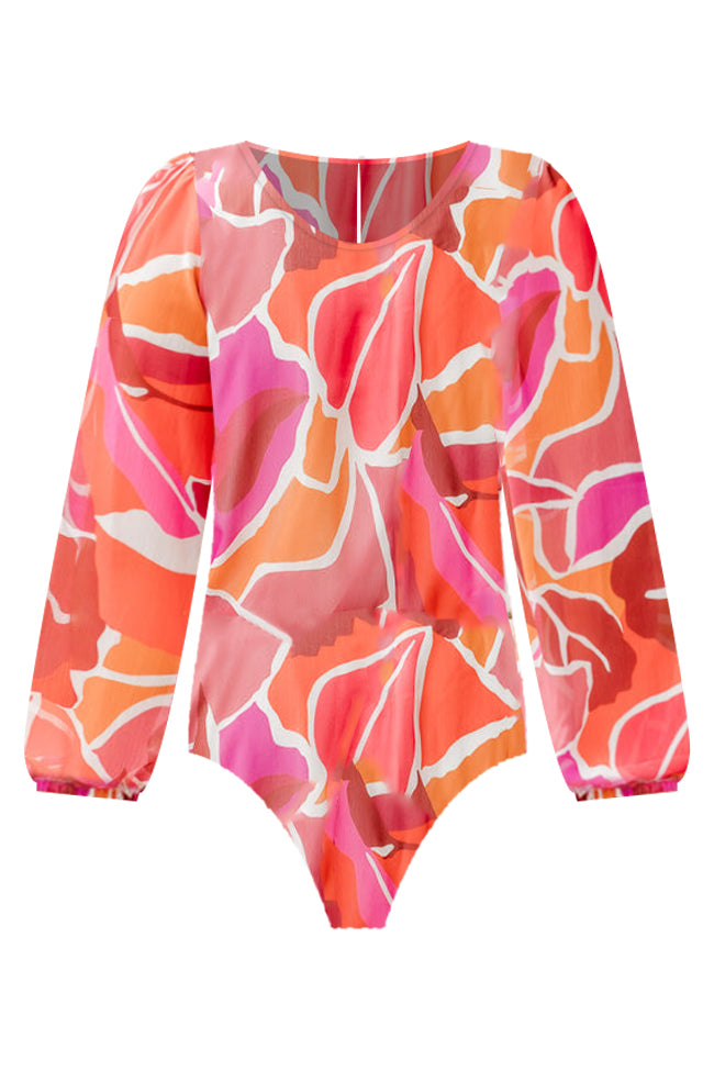 Speak Your Mind Pink And Brown Printed Bodysuit FINAL SALE Excellent Sale Online