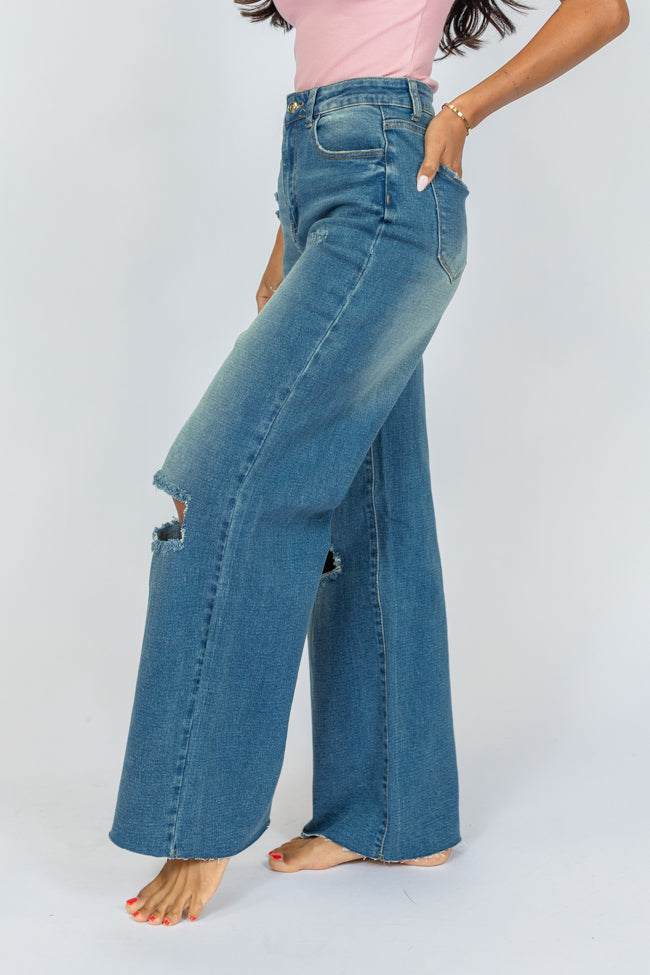 Kelsea Medium Wash Wide Leg Jeans Sale High Quality