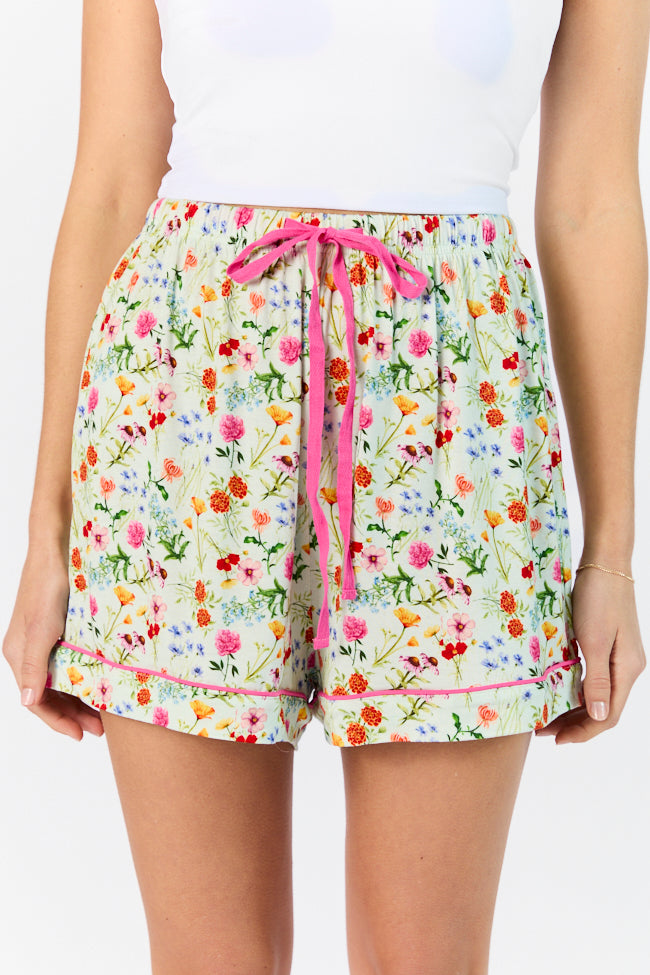 Good To Get Away Botanical Floral Pajama Shorts Countdown Package Online