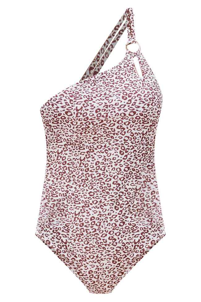 Spot A Wave One Shoulder Leopard One Piece Swimsuit FINAL SALE Sale Top Quality