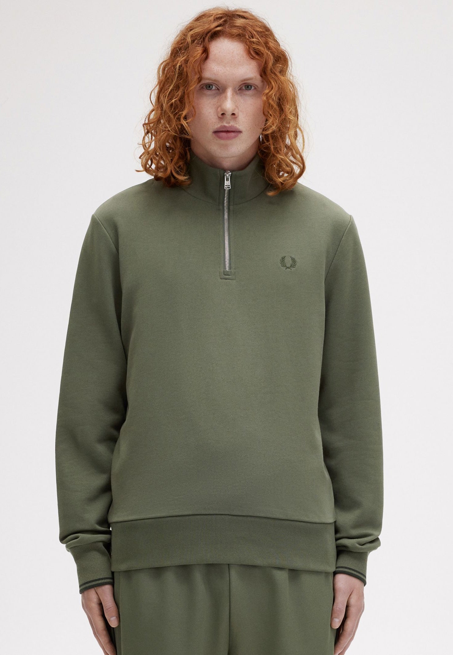 Fred Perry - Half Zip Laurel Wreath Green/Night Green - Sweater Latest Sale Online