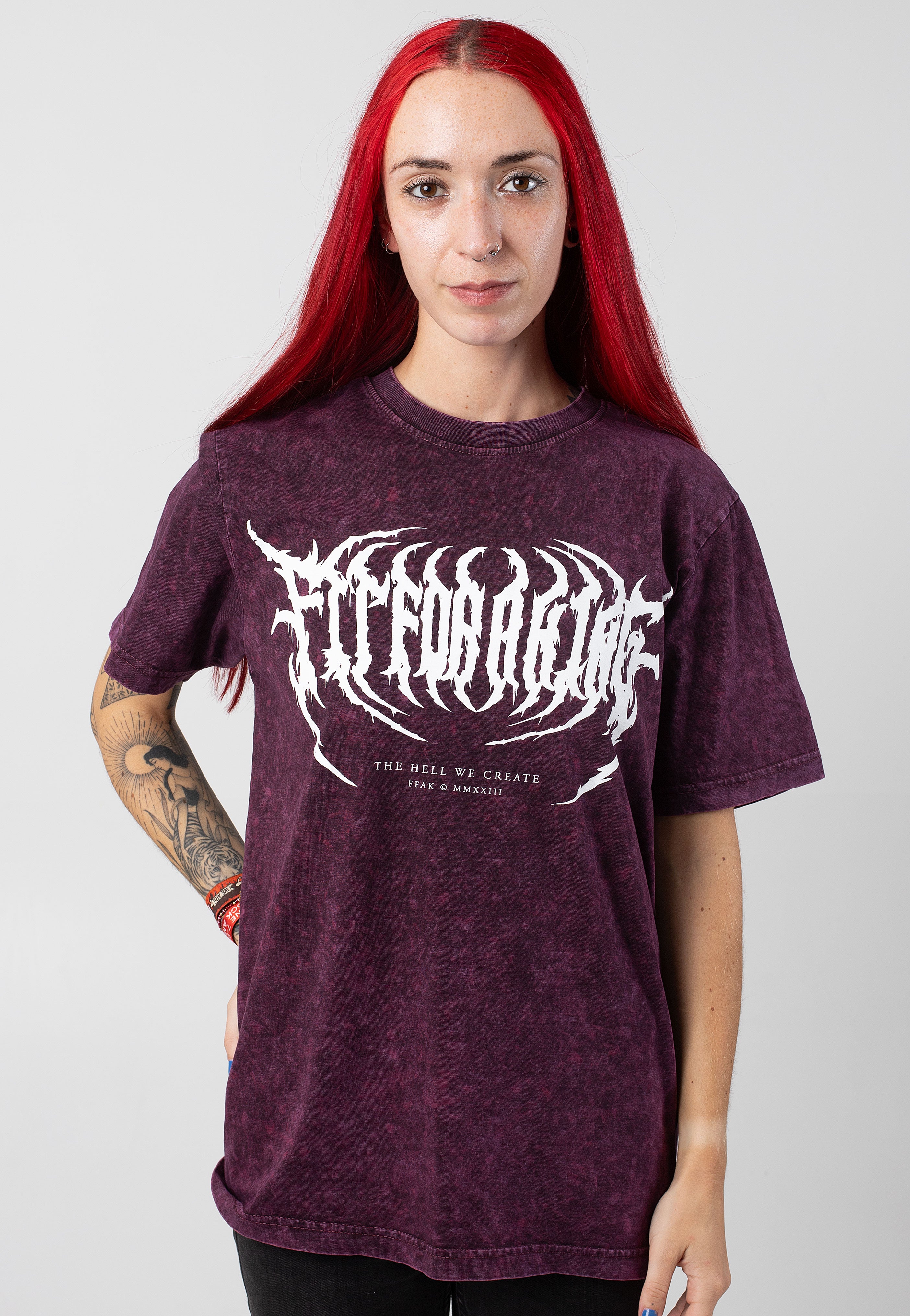 Fit For A King - Deathmetal Berry Black Acid Washed - T-Shirt For Sale Online