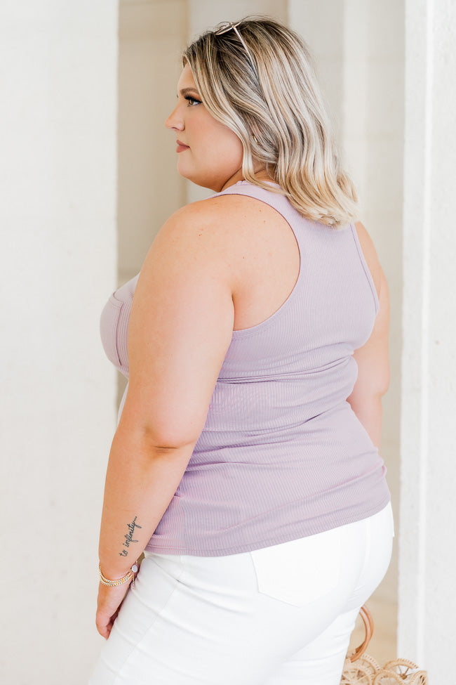 Knowing You Ribbed Racerback Lilac Tank FINAL SALE Professional Online