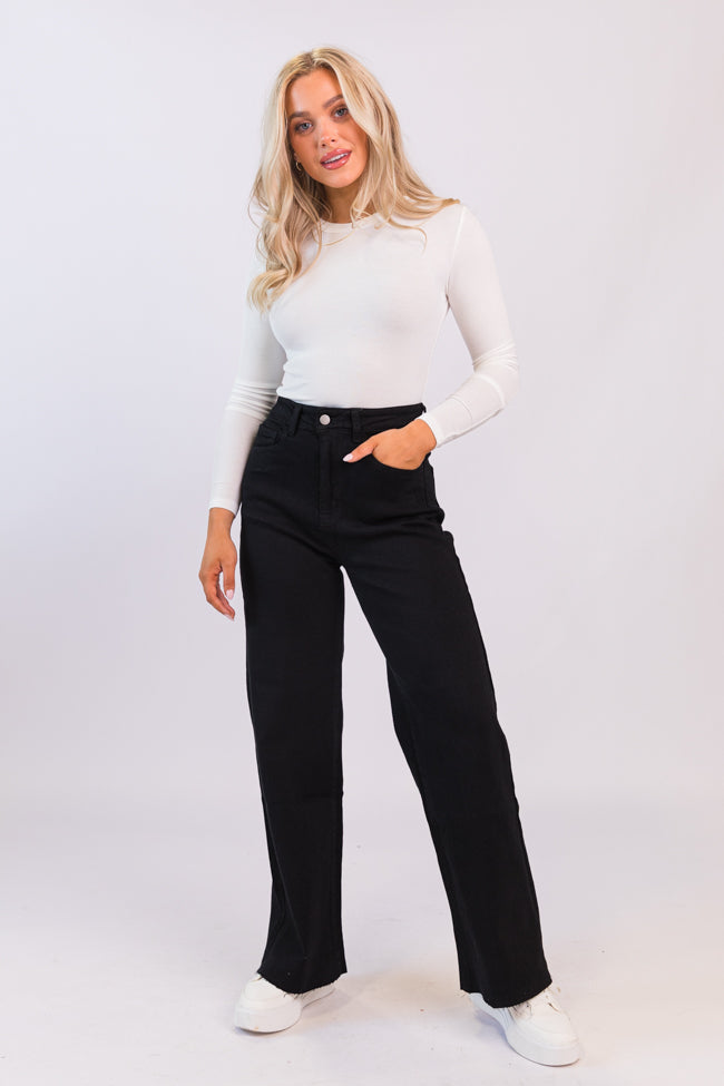 Kelsea Black Wash Wide Leg Jeans Clearance Footlocker Finishline