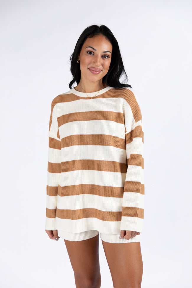 Sign Of The Times Ivory and Tan Striped Sweater Set SALE Discount Eastbay