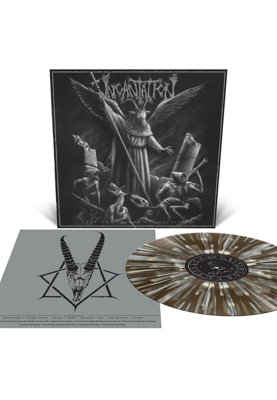 Incantation - Upon The Throne Of Apocalypse Black Ice w/ Silver & White - Splatterd Vinyl Free Shipping Pices