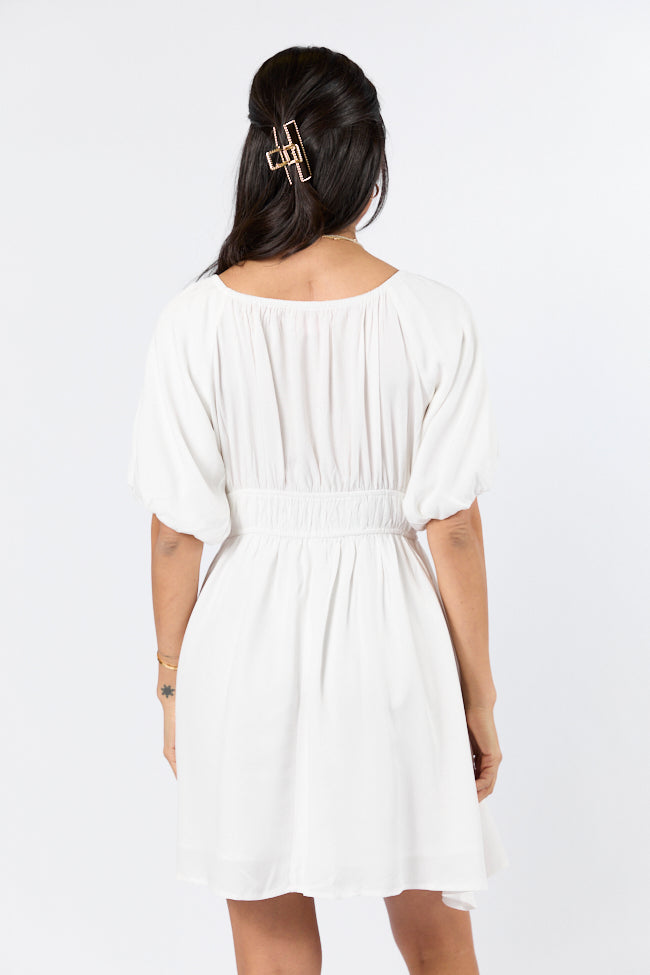 When In Paradise White Solid Mini Dress Fast Delivery Sale Online