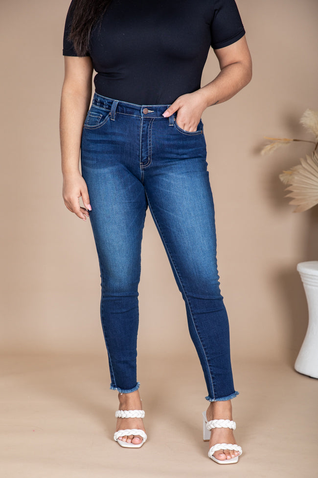 Mary Frayed Edge Dark Wash Skinny Jeans FINAL SALE Supply