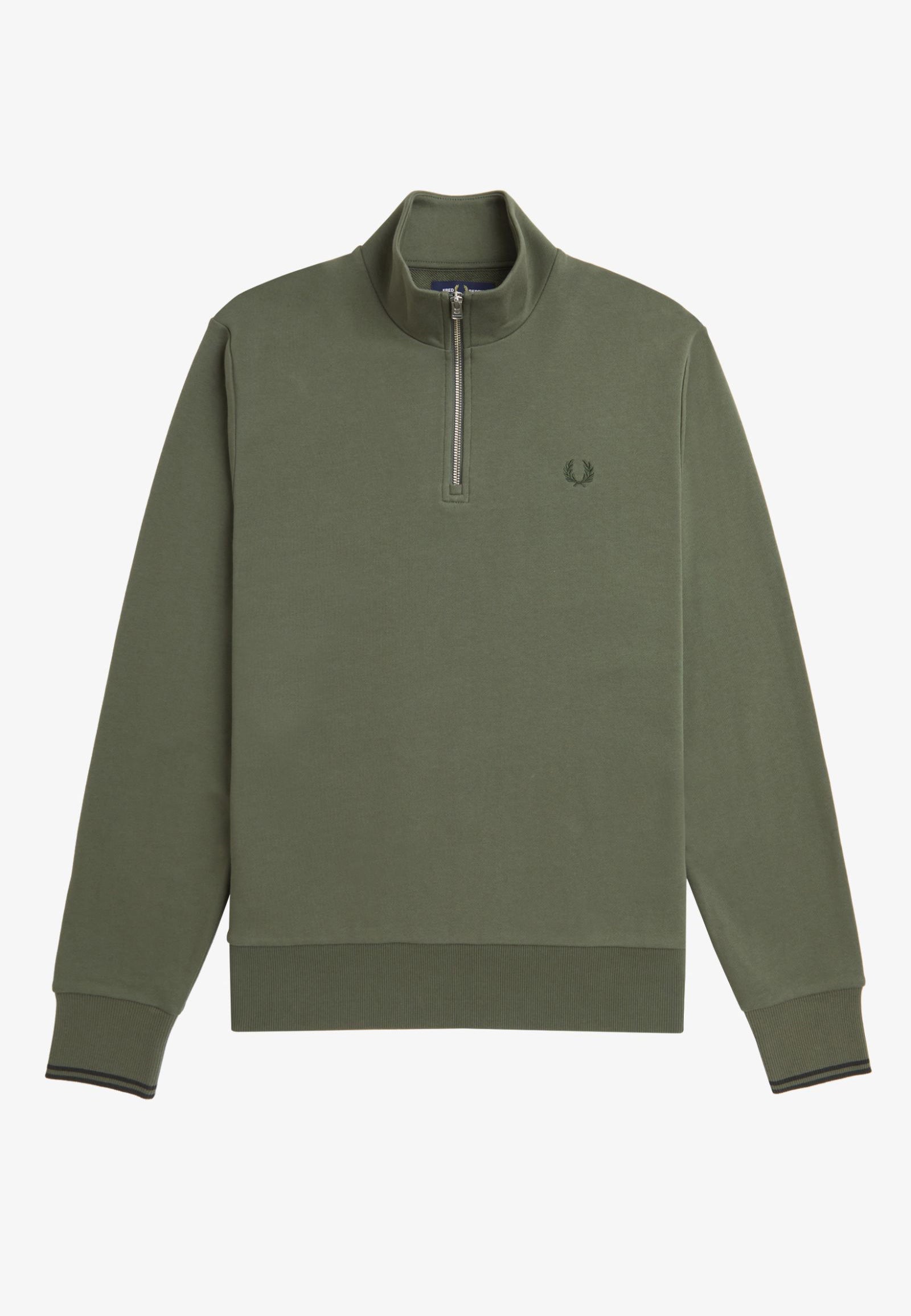 Fred Perry - Half Zip Laurel Wreath Green/Night Green - Sweater Latest Sale Online