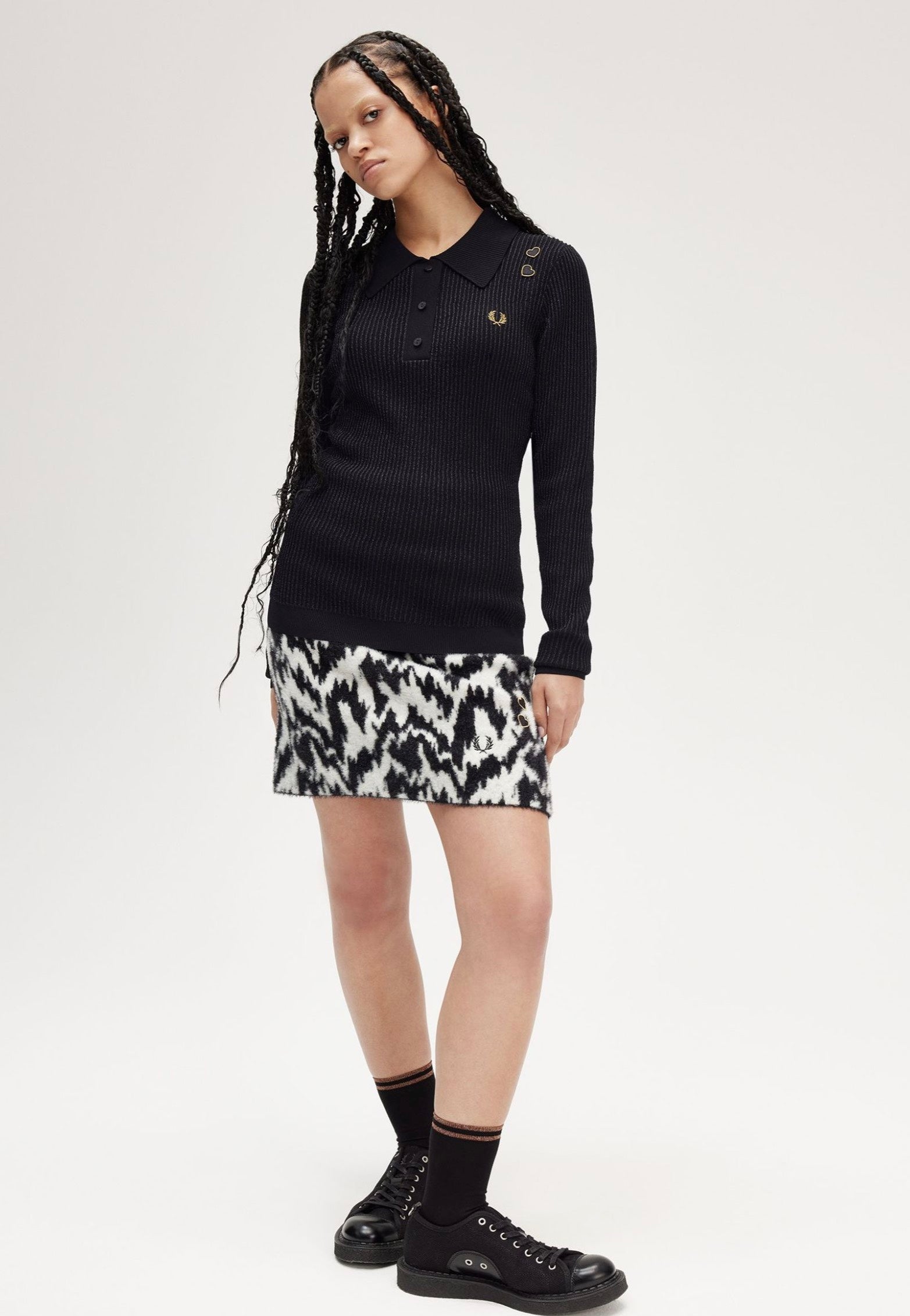 Fred Perry x Amy Winehouse - Metallic Ribbed Knitted Black - Longsleeve Cheapest Pice For Sale