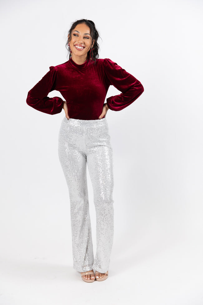 Queen of Hearts Silver Sequin Flare Pants SALE Pick A Best For Sale