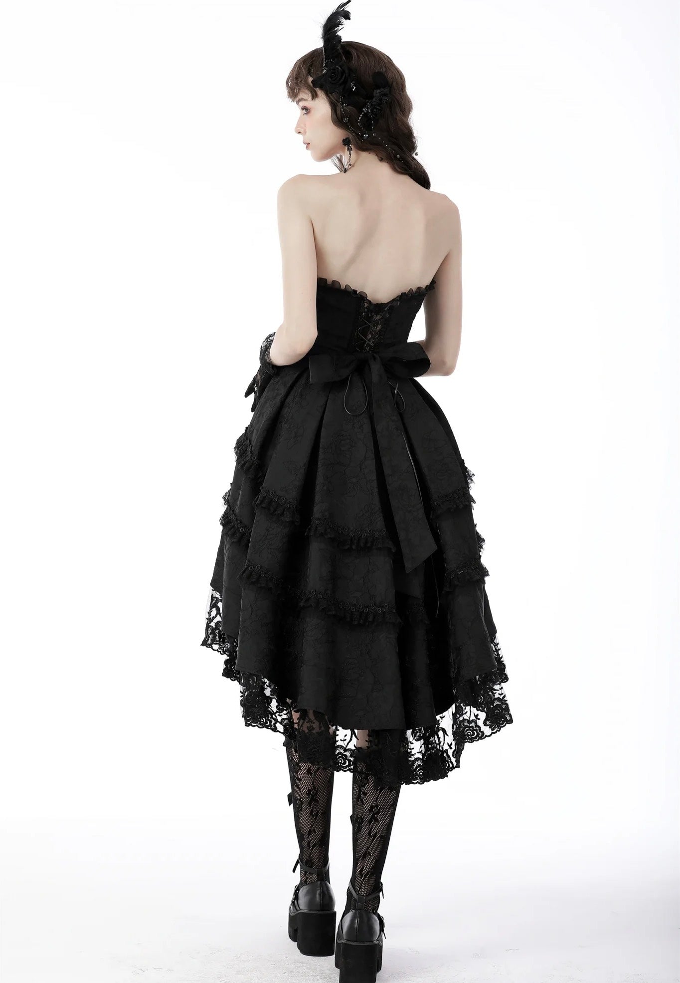 Dark In Love - Magic Girl Pleated Rose High Low Black - Dress Clearance With Credit Card