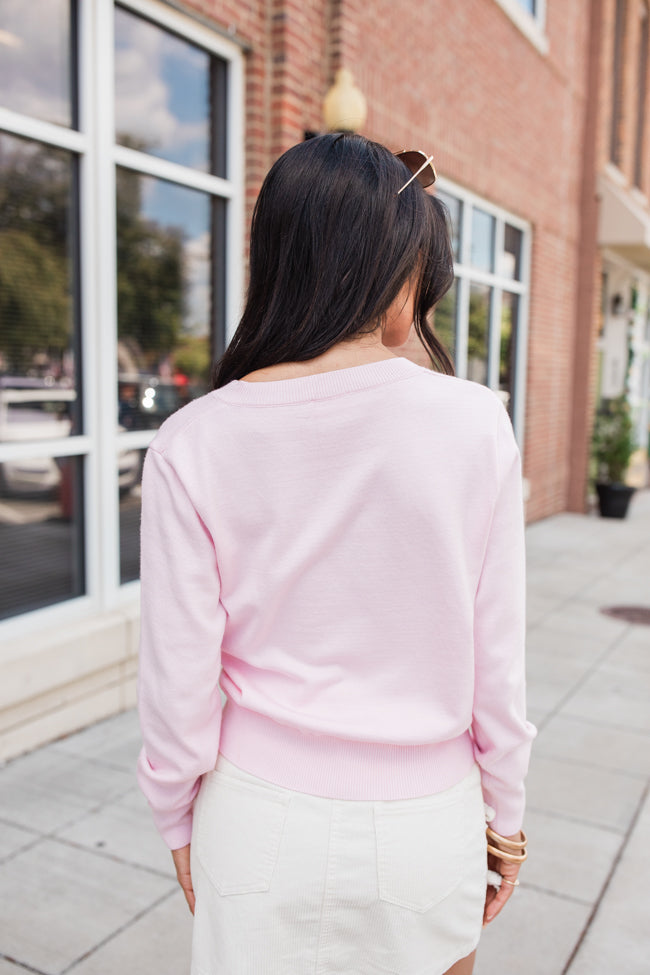 Let's Be Honest Cotton Candy V-Neck Sweater