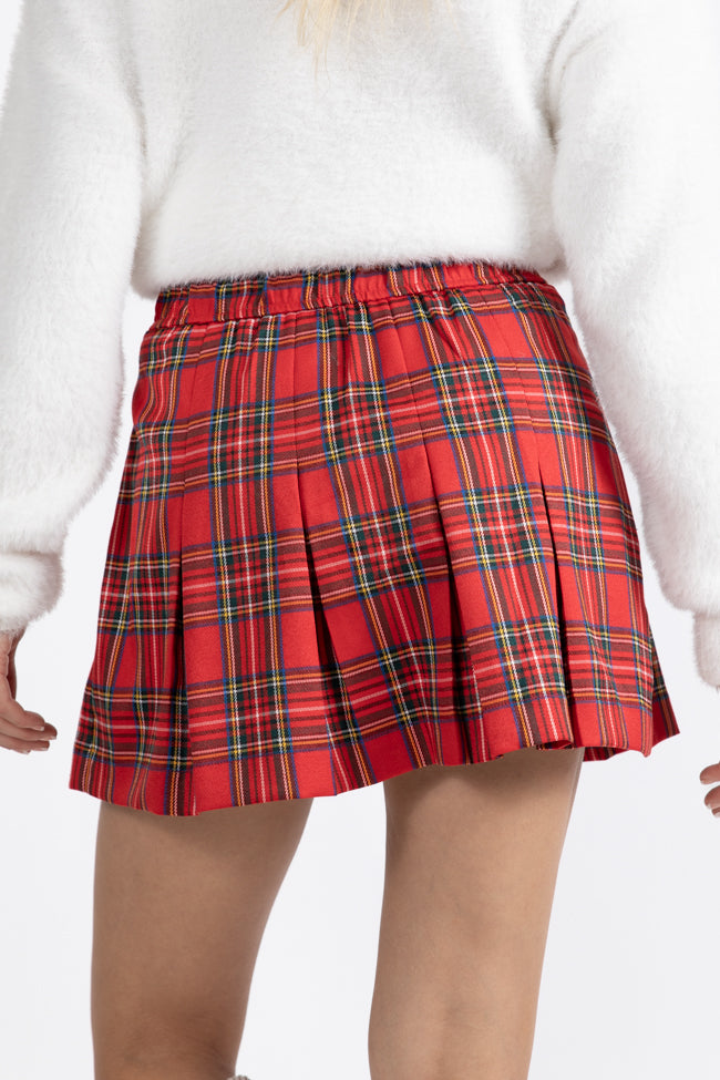 Spirit Of Christmas Red Pleated Plaid Skort Sale Supply