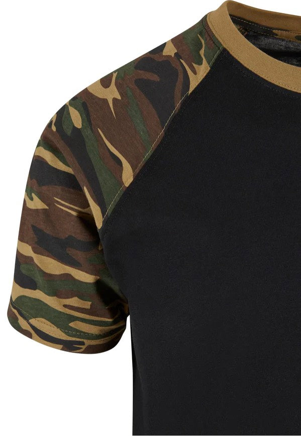 Urban Classics - Raglan Contrast Black/Woodcamo - T-Shirt Buy Cheap Official Site