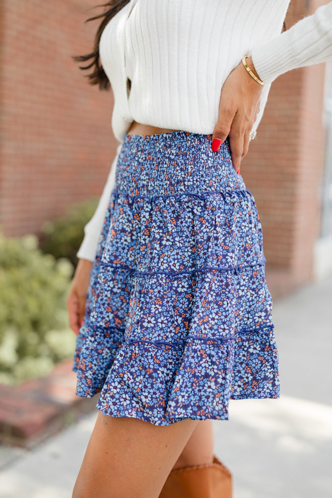 Through The Garden Navy Floral Mini Skort Cheap Purchase