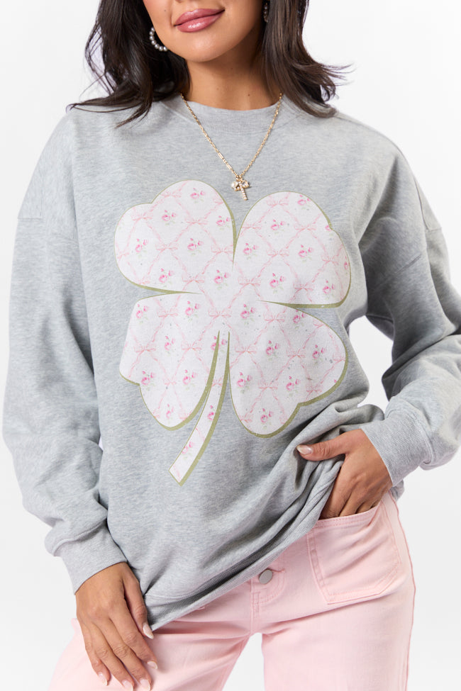 Pattern Shamrock Light Grey Oversized Graphic Sweatshirt Free Shipping Finishline