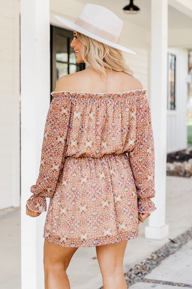 Humble And Kind Beige Floral Off The Shoulder Mini Dress FINAL SALE Buy Cheap Release Dates