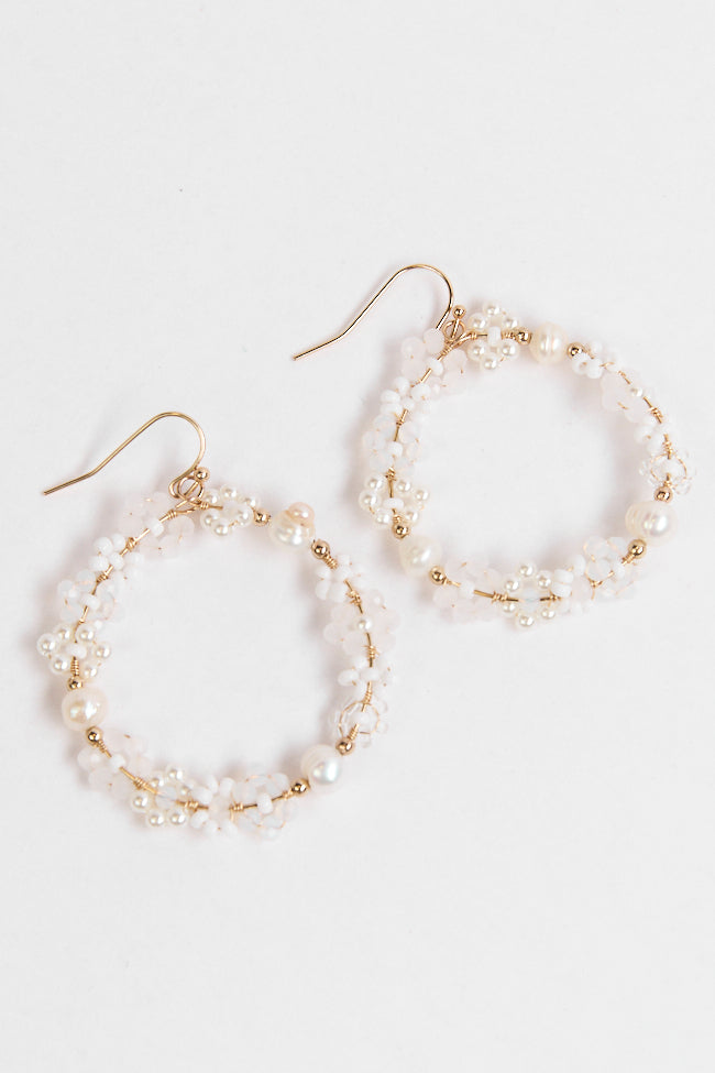 White Daisy Hoop Earrings Cheap Good Selling