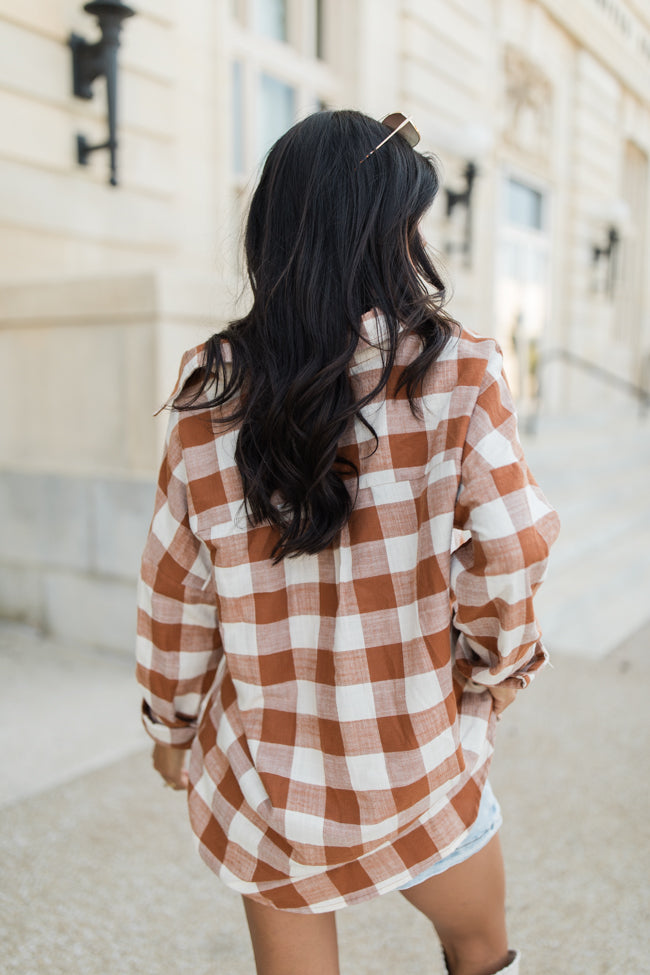 Made Me Realize Tan Plaid Button Front Shirt FINAL SALE Good Selling Online