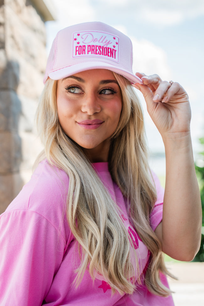 Dolly for President Light Pink Trucker Hat Outlet 2025 New