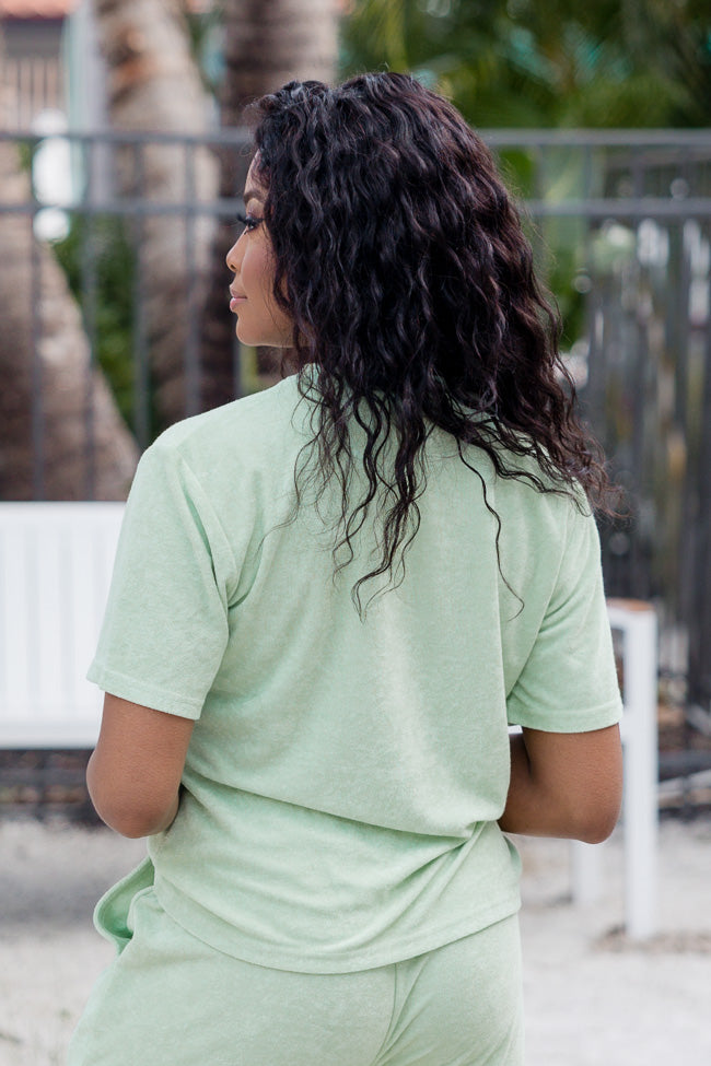 Never Looking Back Lime Terry Lounge Tee For Sale Wholesale Pice