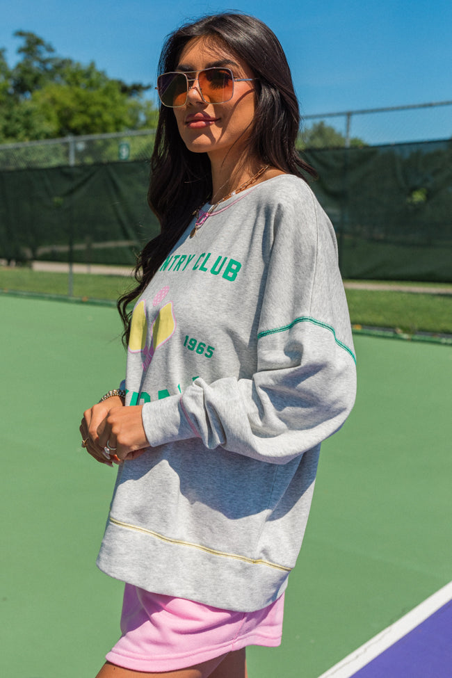 To The Pickleball Court Heather Grey Contrast Stitch Graphic Sweatshirt FINAL SALE Discount Order