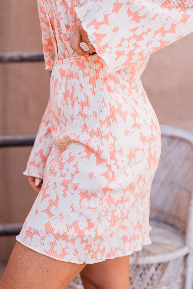 Convince Me Coral Floral Plisse Skirt FINAL SALE Clearance Deals