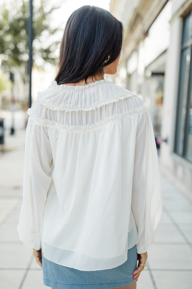 Unwavering Love Cream Shirred Shoulder Detail Blouse FINAL SALE Ebay