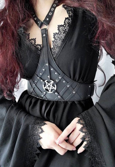 Restyle - Pentagram Waist With A Collar Black - Harness Clearance Buy