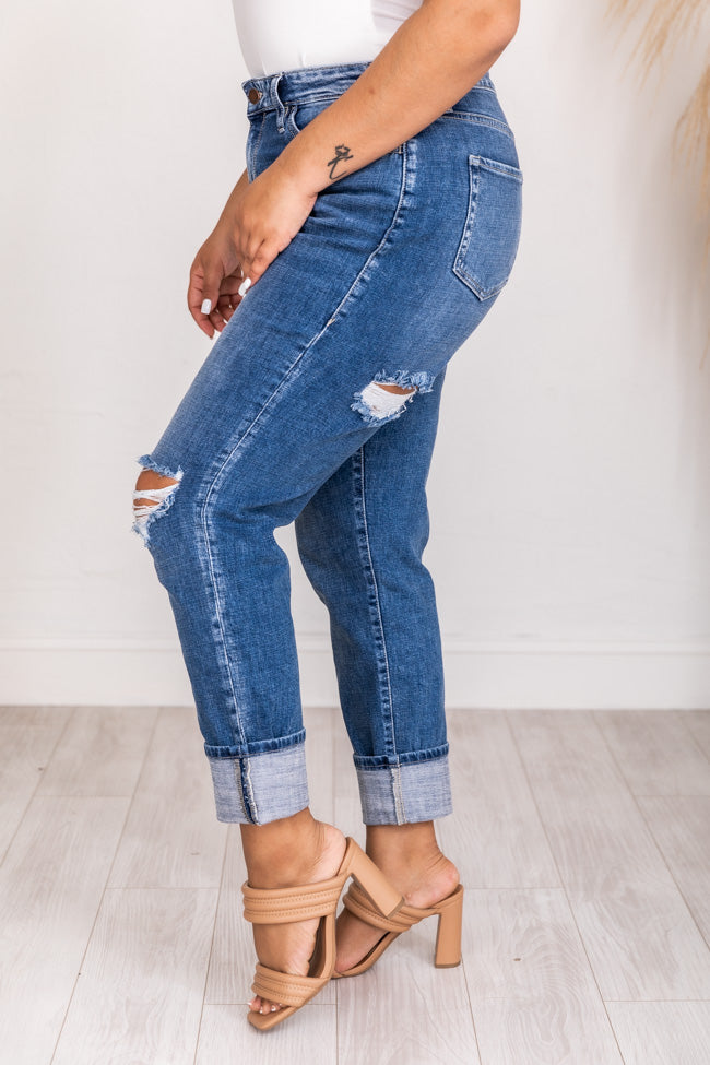 Rhonda Medium Wash Slightly Distressed Mom Jeans FINAL SALE 100% Guaranteed