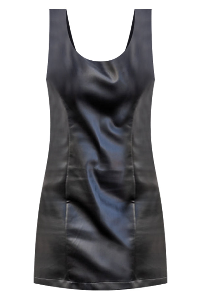 Forgive And Forget Black Leather Tank Mini Dress FINAL SALE Outlet Fashion Style