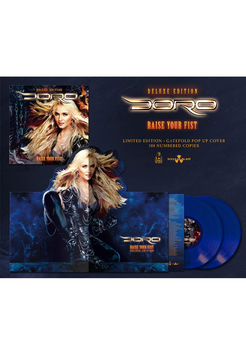 Doro - Raise Up Your Fist Pop-Up Clear Blue - Colored Vinyl Original Cheap Pice