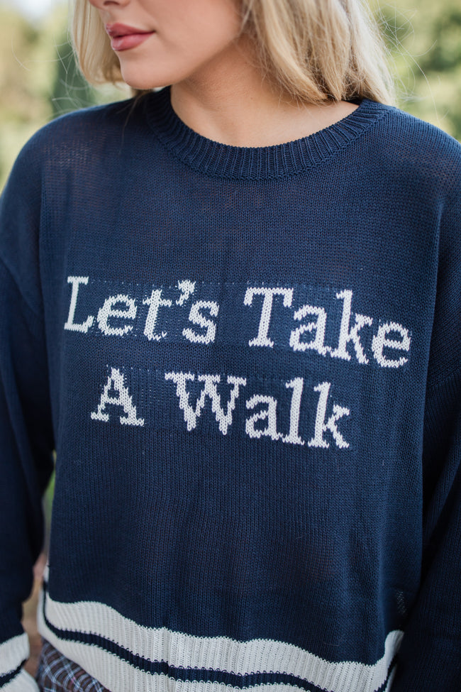 Let's Go For A Walk Navy Sweater FINAL SALE