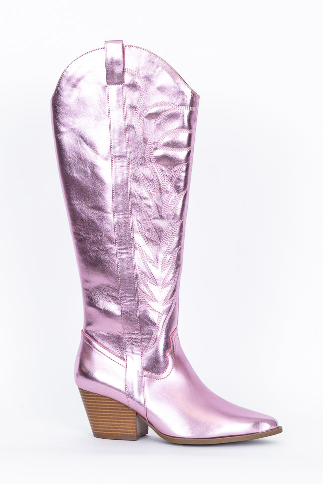 Shania Metallic Pink Cowboy Boots Free Shipping Classic