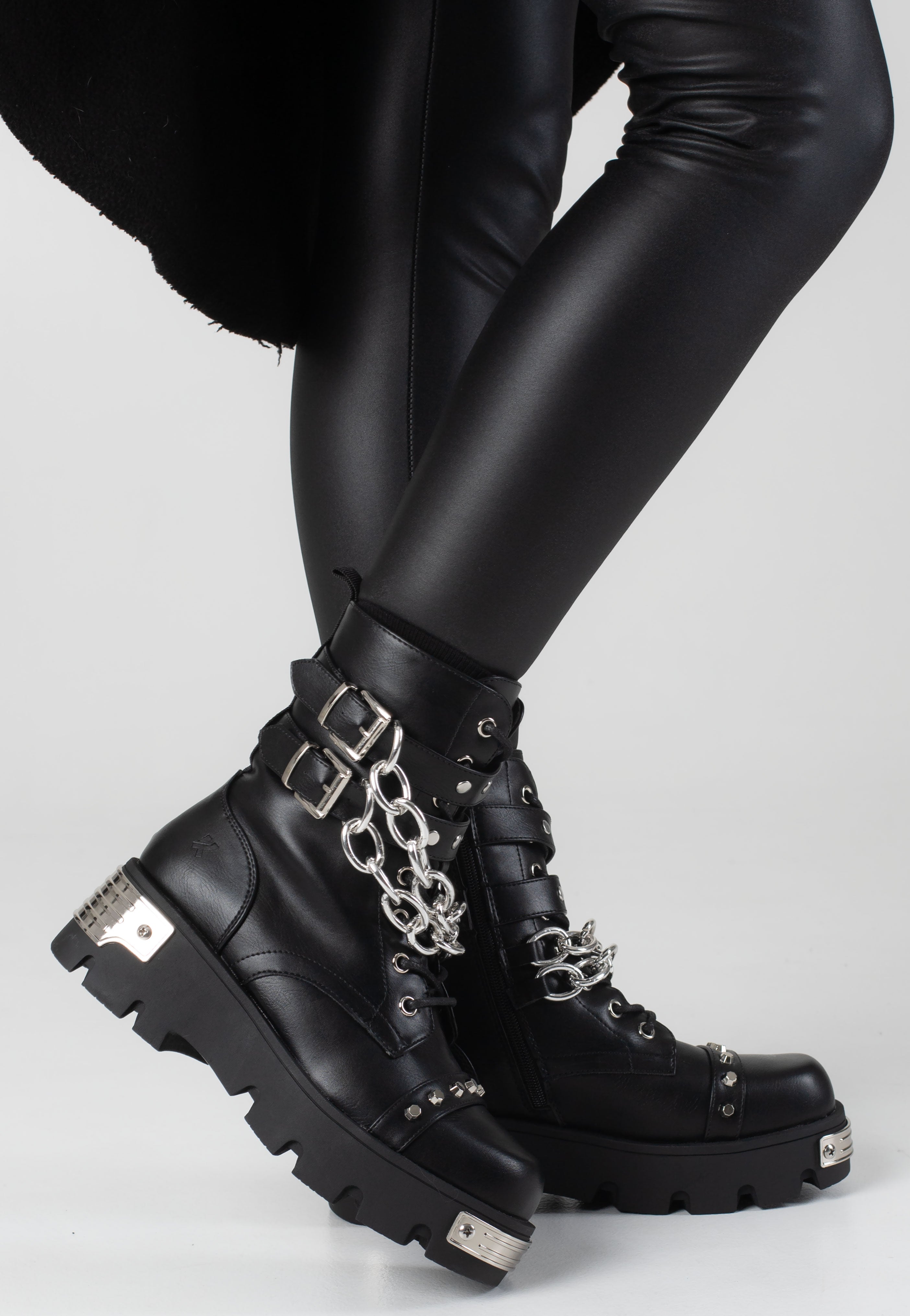 Koi Footwear - Shackled Shadows Heavy Duty Chain Biker Black - Girl Shoes Free Shipping Pay With Visa