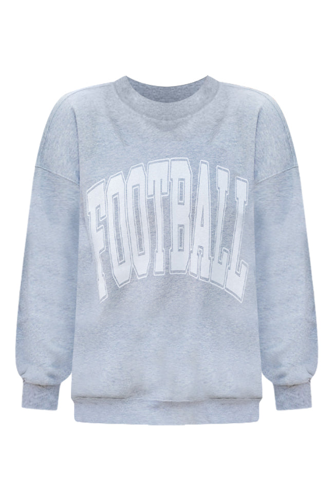 Football Block Grey Oversized Graphic Sweatshirt Clearance Explore