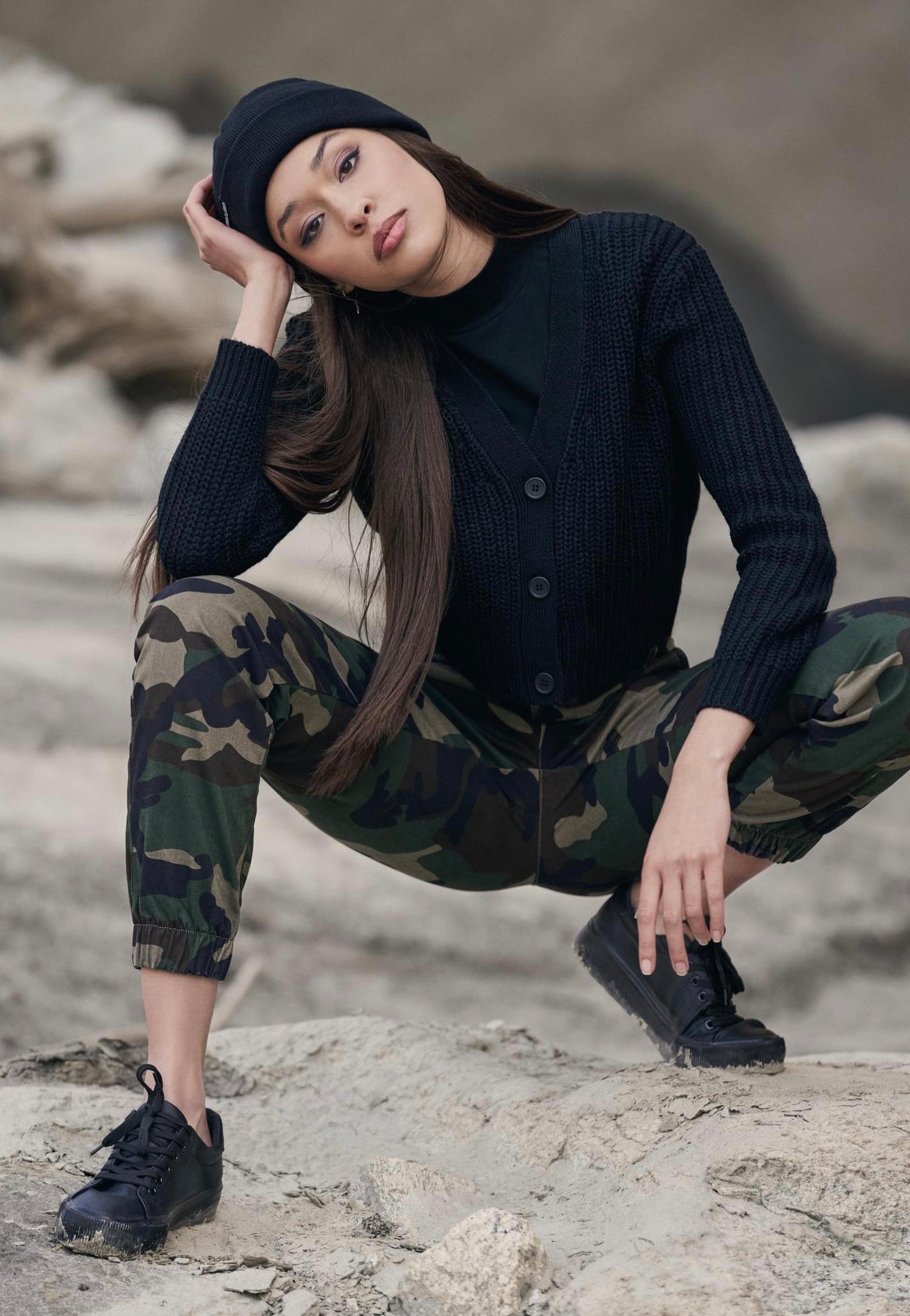 Urban Classics - Ladies High Waist Cargo Woodcamo - Pants Good Selling Sale Online