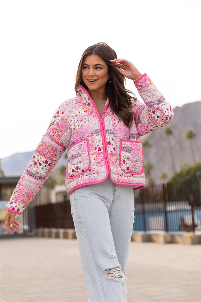 Going For It Floral Printed Zip Up Jacket Buy Cheap Free Shipping