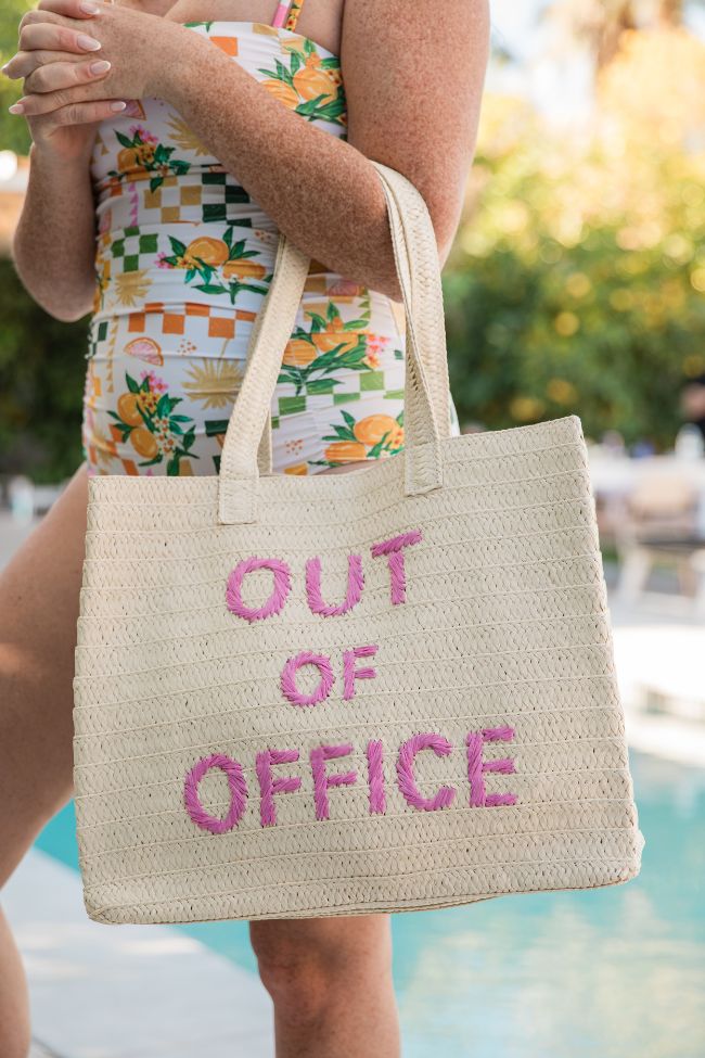 Out Of Office Raffia Beach Bag Excellent Sale Online