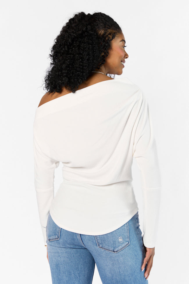 Giving It A Go Ivory Rib Off The Shoulder Top Buy Online Cheap